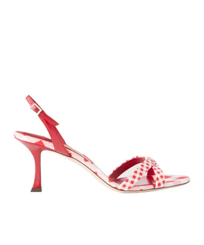 Jimmy Choo Elsy 70 Leather-trimmed Twill Slingback Sandals In Red