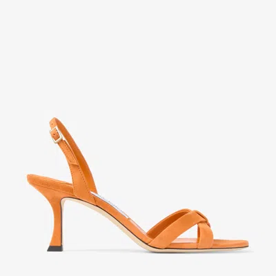 Jimmy Choo Sunset Orange Suede Crossover Slingbacks