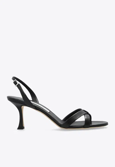 Jimmy Choo Elsy 70 Leather Heeled Sandals In Schwarz