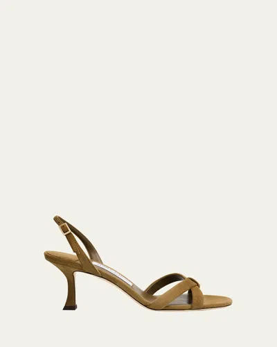 Jimmy Choo Elsy 70 Suede Sandals In Green