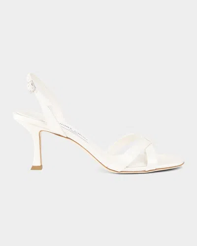 Jimmy Choo Womens Latte Elsy 70 Leather Heeled Sandals Eur 41 / 8 Uk In White