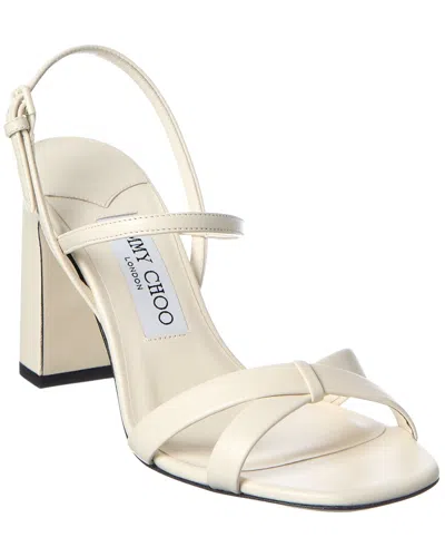 Jimmy Choo Elsy 85 Leather Sandal In Neutral