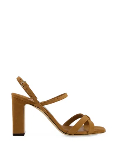 Jimmy Choo Elsy Block Heel 85 Sandals In Brown