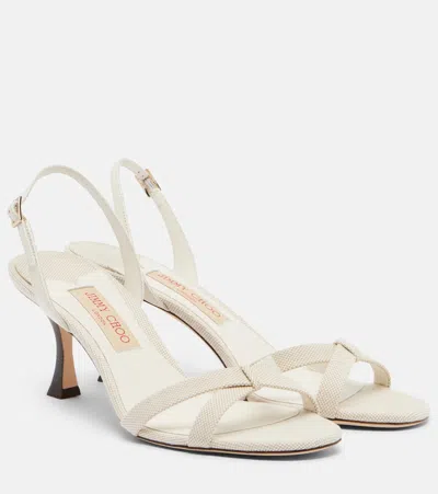 Jimmy Choo Elsy Canvas Slingback Sandals In White