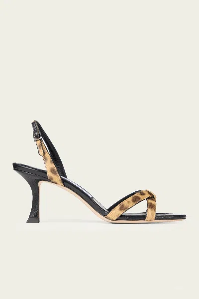 Jimmy Choo Elsy Sandal 70 In Leopard Pony In Gold