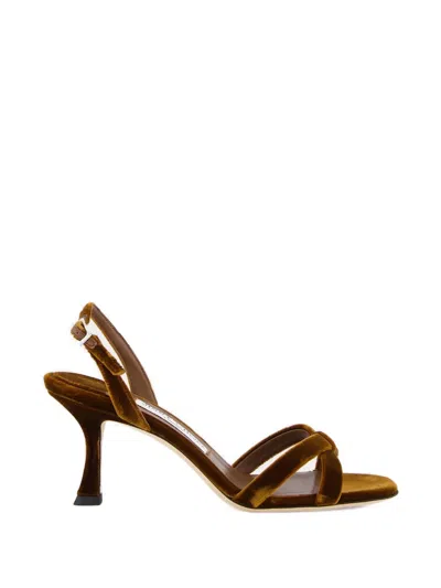 Jimmy Choo Elsy 70 Round-toe High-heeled Sandals In Brown
