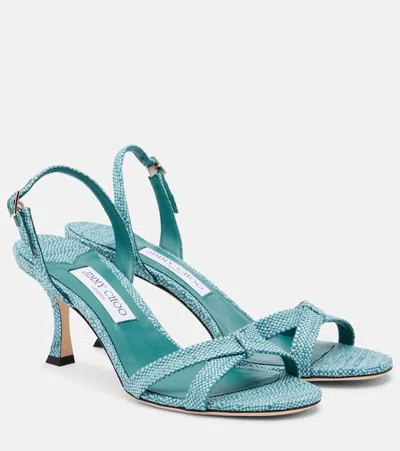 Jimmy Choo Elsy Woven Slingback Sandals In Blue