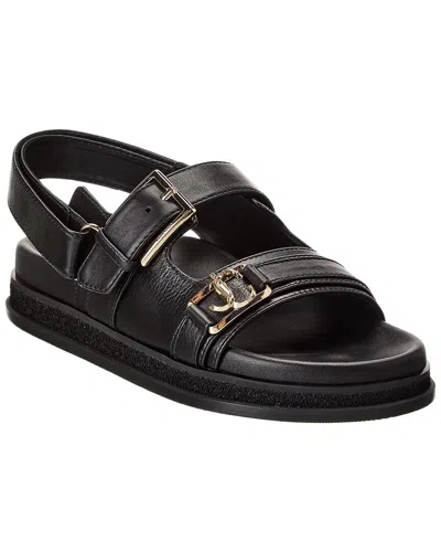 Jimmy Choo Elyn Leather Sandal In Black