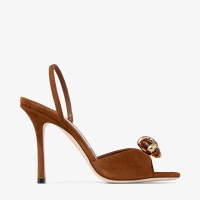 Jimmy Choo Emani Embellished Suede Slingback Sandals In Brown