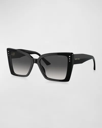 Jimmy Choo Embellished Acetate Butterfly Sunglasses In Black