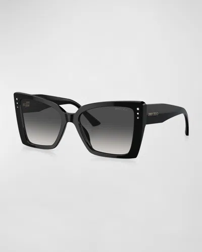 JIMMY CHOO EMBELLISHED ACETATE BUTTERFLY SUNGLASSES