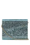 Jimmy Choo Candy Glittered Clutch Bag In Aquagreeb
