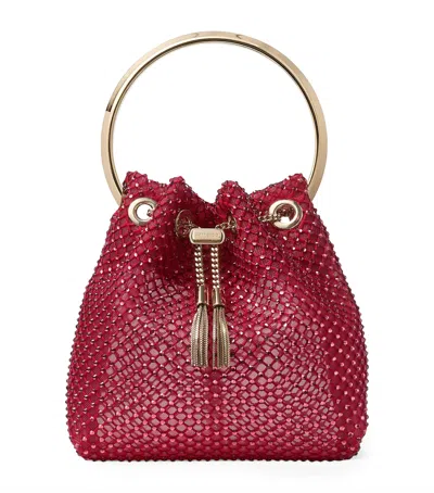 Jimmy Choo Embellished Bon Bon Top-handle Bag In Red