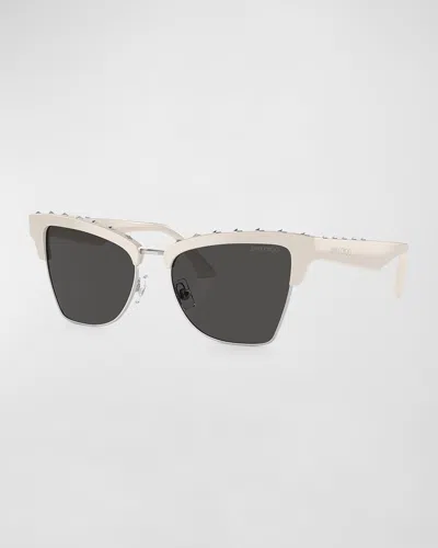 Jimmy Choo Embellished Butterfly Acetate Sunglasses In Black