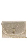 Jimmy Choo Rhinestone Detailed Fabric Chain Clutch In Brown