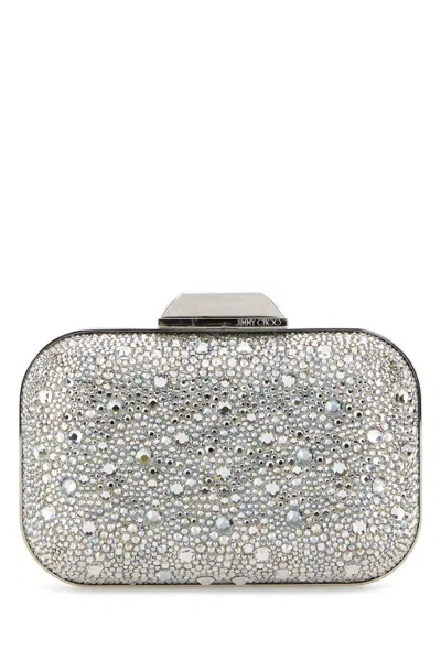 JIMMY CHOO EMBELLISHED FABRIC CLOUD CLUTCH