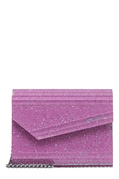 Jimmy Choo Mini Glittered Acrylic Candy Clutch Handbag In Purple
