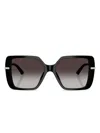 Jimmy Choo Embellished Geometric-frame Sunglasses In Black