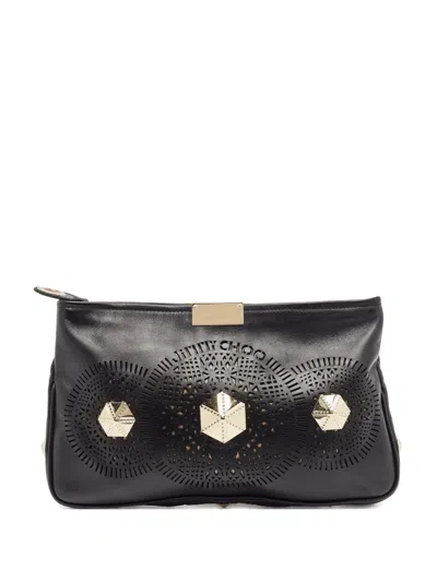 Pre-owned Jimmy Choo Embellished Leather Clutch Bag In Black
