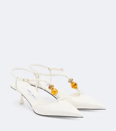 Jimmy Choo Embellished Leather Pumps In White
