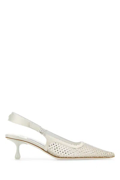Jimmy Choo Scarpe Con Tacco Amel 50 In Rete Decorata Donna In White