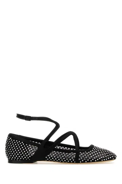 JIMMY CHOO EMBELLISHED MESH ASTORIA BALLERINAS