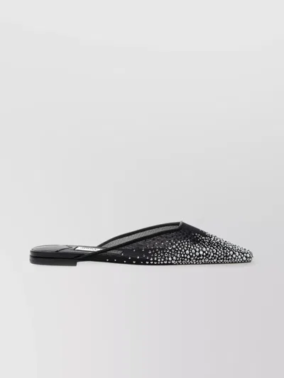 Jimmy Choo Embellished Mesh Pointed Toe Mules In Black