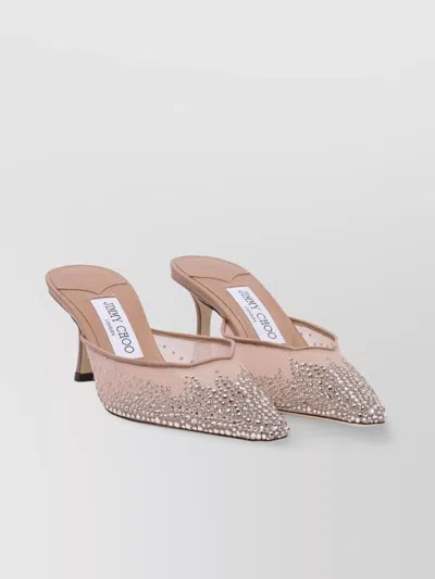 Jimmy Choo Embellished Mesh Pointed Toe Sandals In Multi