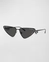 Jimmy Choo Embellished Metal Cat-eye Sunglasses In Black