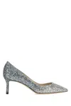 Jimmy Choo Multicolor Glitter Fabric Romy 85 Pumps In Silver