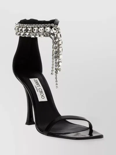 Jimmy Choo Embellished Square Toe Sandals In Black