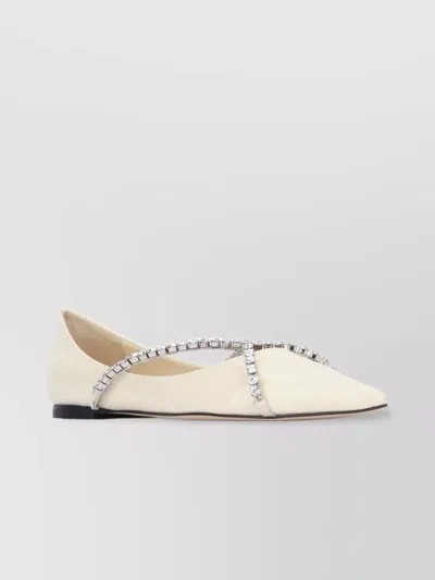 Jimmy Choo Embellished Strap Patent Finish Pointed Toe In Nude