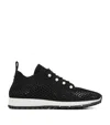Jimmy Choo Cashmere Knit Sneakers Pearl Embellishments In Black