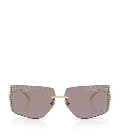 Jimmy Choo Embellished Wire-frame Sunglasses In Gold