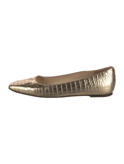 Pre-owned Jimmy Choo Embossed Leather Animal Print Ballet Flats