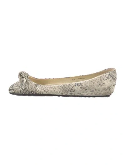 Pre-owned Jimmy Choo Embossed Leather Animal Print Ballet Flats In Neutral