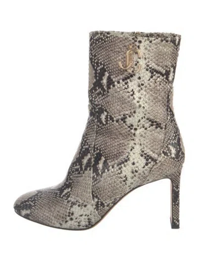 Pre-owned Jimmy Choo Embossed Leather Animal Print Boots In Neutral