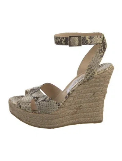 Pre-owned Jimmy Choo Embossed Leather Animal Print Espadrilles In Neutral