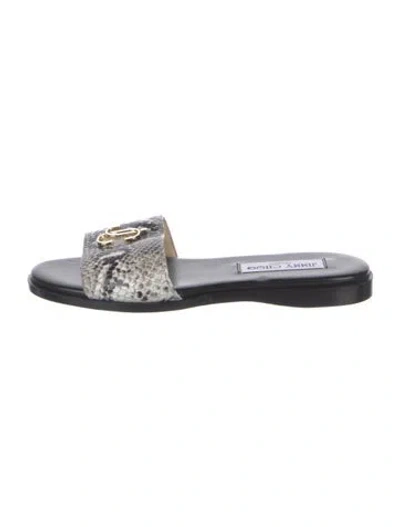 Pre-owned Jimmy Choo Embossed Leather Animal Print Flats In Neutral
