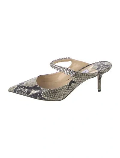 Pre-owned Jimmy Choo Embossed Leather Animal Print Mules In Black/neutrals