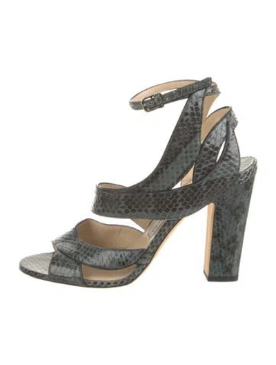 Pre-owned Jimmy Choo Embossed Leather Animal Print Sandals In Blue