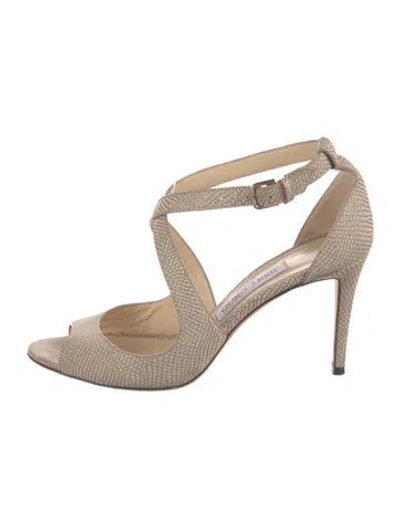 Pre-owned Jimmy Choo Embossed Leather Animal Print Sandals In Neutral