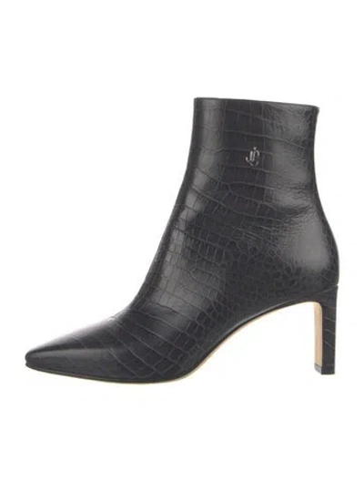 Pre-owned Jimmy Choo Embossed Leather Boots In Blue