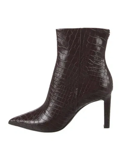 Pre-owned Jimmy Choo Embossed Leather Boots W/ Tags In Burgundy