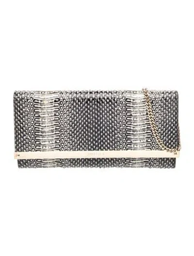 Pre-owned Jimmy Choo Embossed Leather Clutch In Black
