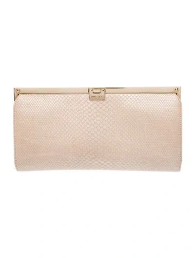 Pre-owned Jimmy Choo Embossed Leather Clutch In Neutral