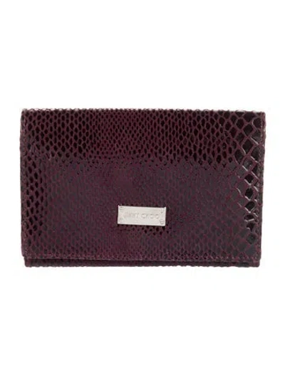 Pre-owned Jimmy Choo Embossed Leather Compact Wallet In Black