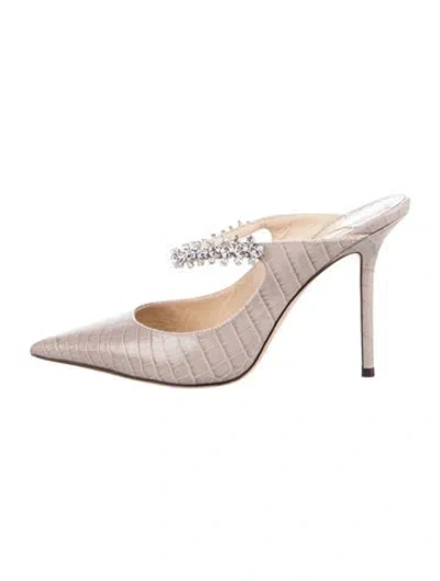 Pre-owned Jimmy Choo Embossed Leather Crystal Embellishments Mules In Multi