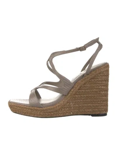 Pre-owned Jimmy Choo Embossed Leather Espadrilles In Brown