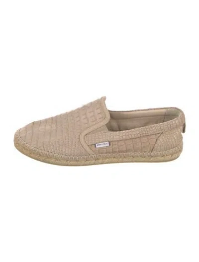 Pre-owned Jimmy Choo Embossed Leather Espadrilles In Neutral
